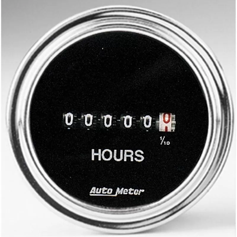 AutoMeter GAUGE; HOURMETER; 2 1/16in.; 100K HOURS; ELECTRIC (8V-32V); TRADITIONAL CHROME - 2587