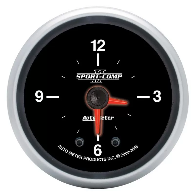 AutoMeter GAUGE; CLOCK; 2 1/16in.; 12HR; ANALOG; SPORT-COMP II - 3685