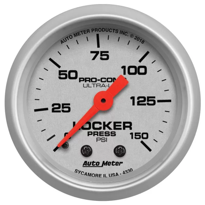 AutoMeter GAUGE; AIR LOCKER PRESS; 2 1/16in.; 150PSI; MECHANICAL; ULTRA-LITE - 4330