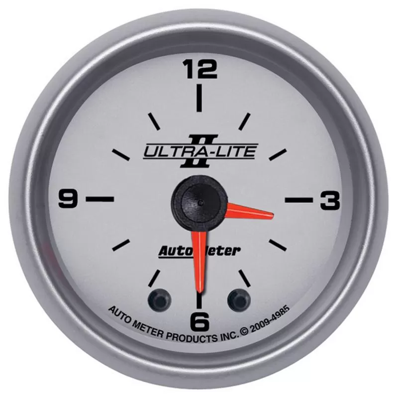 AutoMeter GAUGE; CLOCK; 2 1/16in.; 12HR; ANALOG; ULTRA-LITE II - 4985