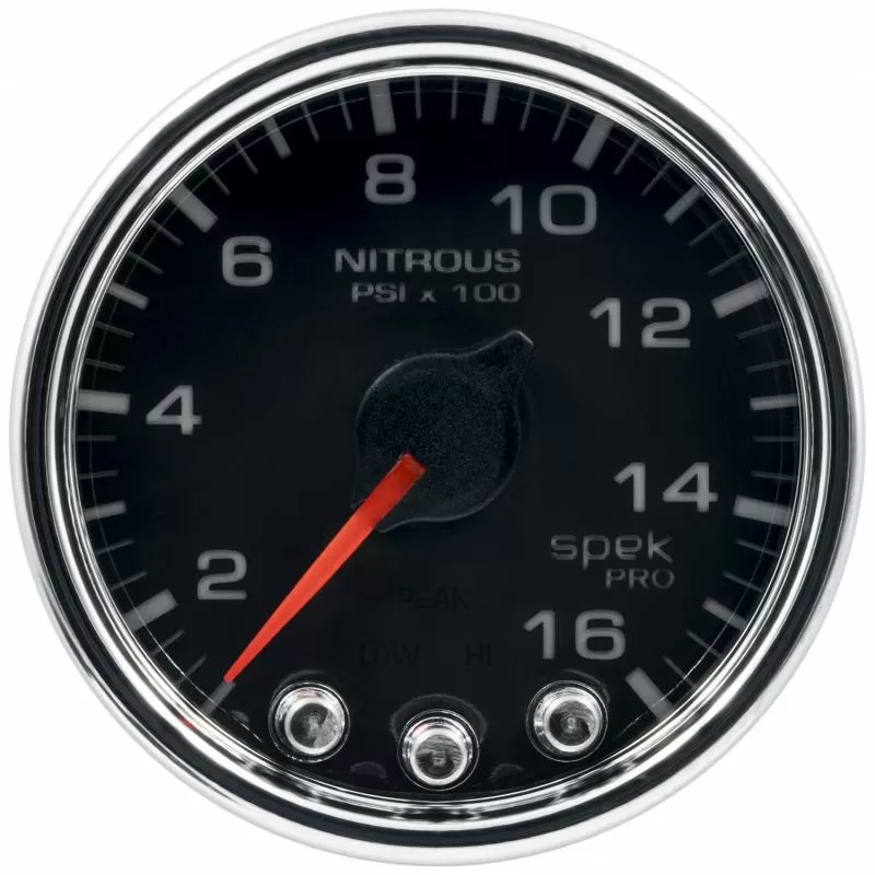 AutoMeter GAUGE; NITROUS PRESS; 2 1/16in.; 1600PSI; STEPPER MOTOR W/PK/WRN; BLK/CHRM; SPEK - P32031