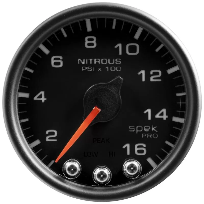 AutoMeter GAUGE; NITROUS PRESS; 2 1/16in.; 1600PSI; STEPPER MOTOR W/PK/WRN; BLK/BLK; SPEK - P32032