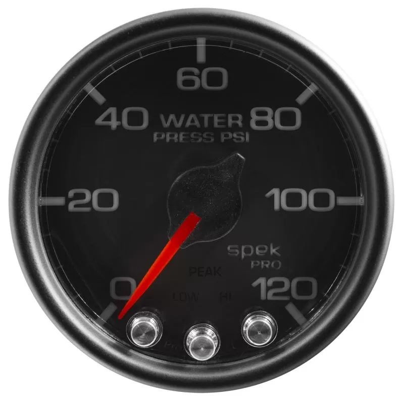 AutoMeter GAUGE; WATER PRESS; 2 1/16in.; 120PSI; STEPPER MOTOR W/PEAK/WARN; BLK/BLK; SPEK - P34532