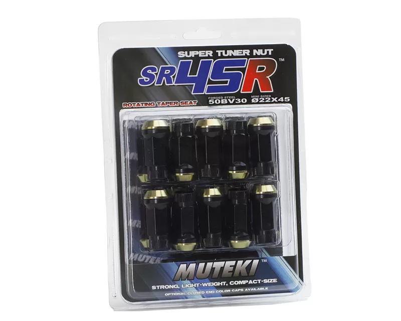 Muteki SR45R Black 45mm M12x1.5 Open End 20 piece Lug Nut Set - 32936B