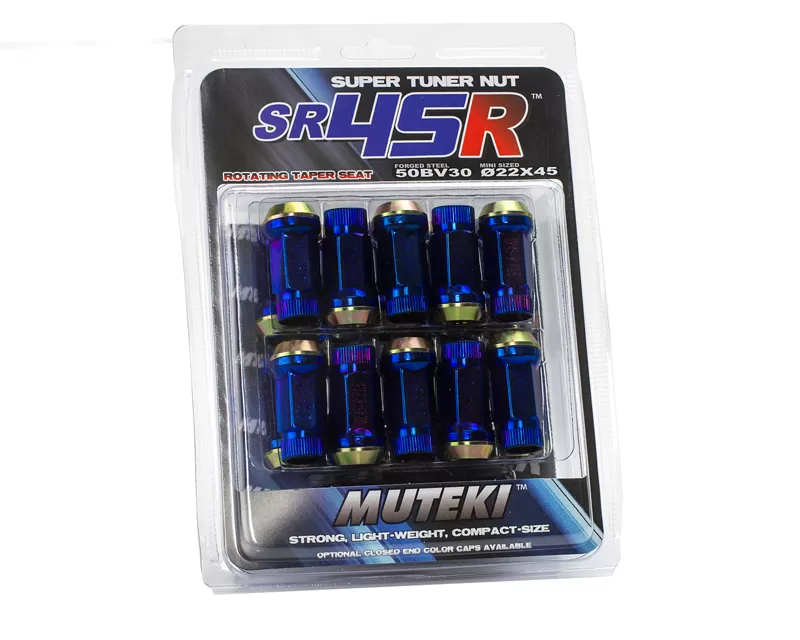 Muteki SR45R Burned Blue 45mm M12x1.5 Open End 20 piece Lug Nut Set - 32936UN