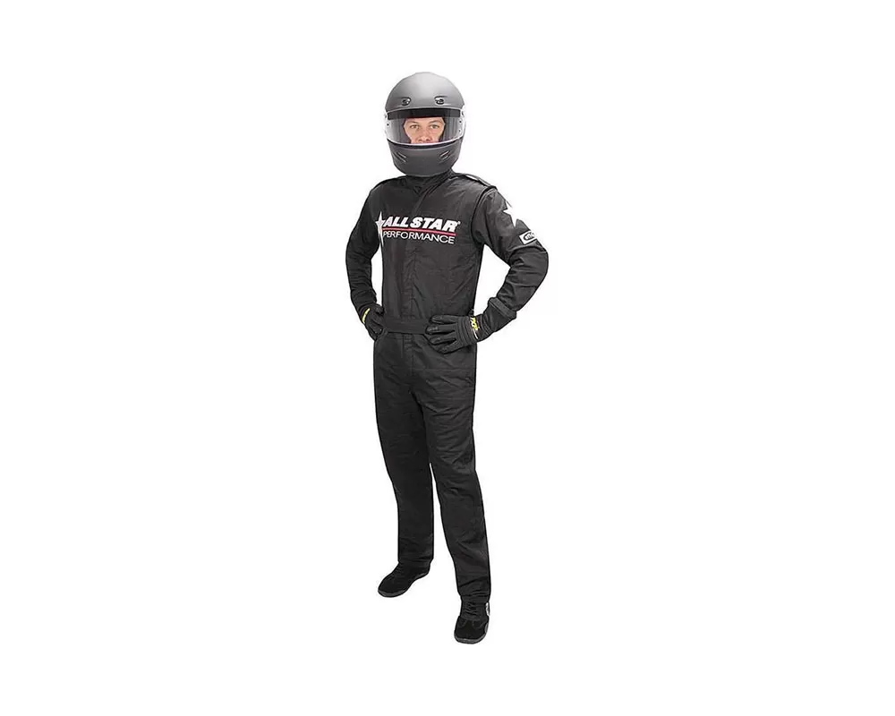 Allstar Performance Race Suit Black Med 1pc 2 Layer ALL99850 - ALL99850