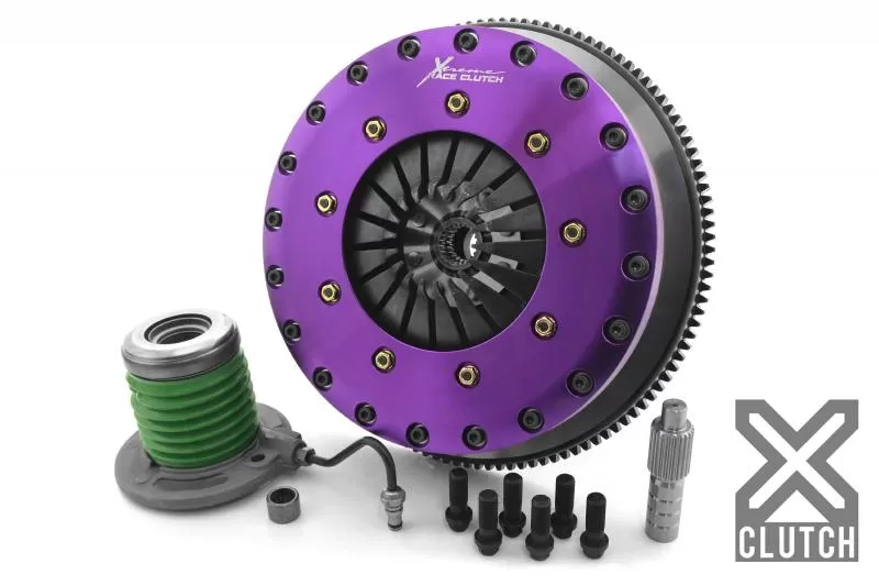 XClutch Clutch Kit with Chromoly Flywheel + HRB 9-Inch and Twin Carbon Blade Clutch Discs Ford 2.3L 4-Cylinder - XKFD23697-2P