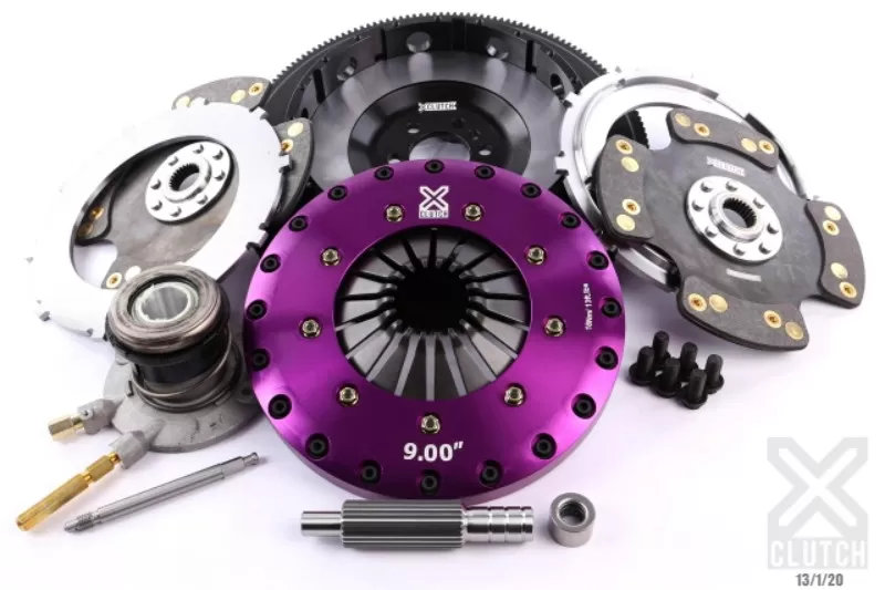 XClutch Clutch Kit with Chromoly Flywheel + HRB 9-Inch and Twin Carbon Blade Clutch Discs XKGM23630-2P - XKGM23630-2P