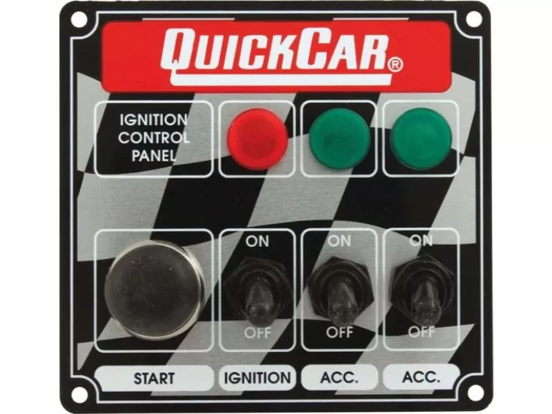Quickcar Racing 3 Switches & 1 Button with Lights Products Flag Plate 50-025 - QRP50-025