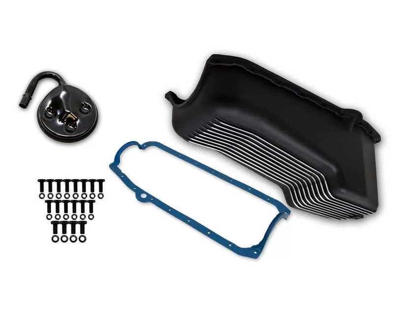 Weiand ALUM OIL PAN KIT BLK SBC FINNED - 6000FWND