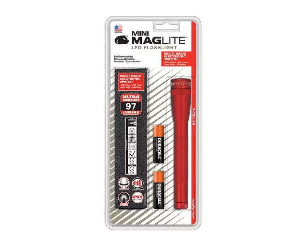 MagLite Mini LED Flashlight Blister Pack - Red - SP2203H