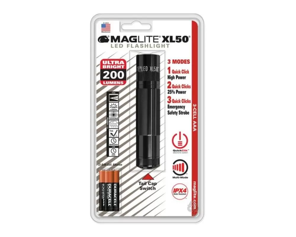 MagLite XL50 LED Flashlight Blister Pack - Black - XL50-S3016