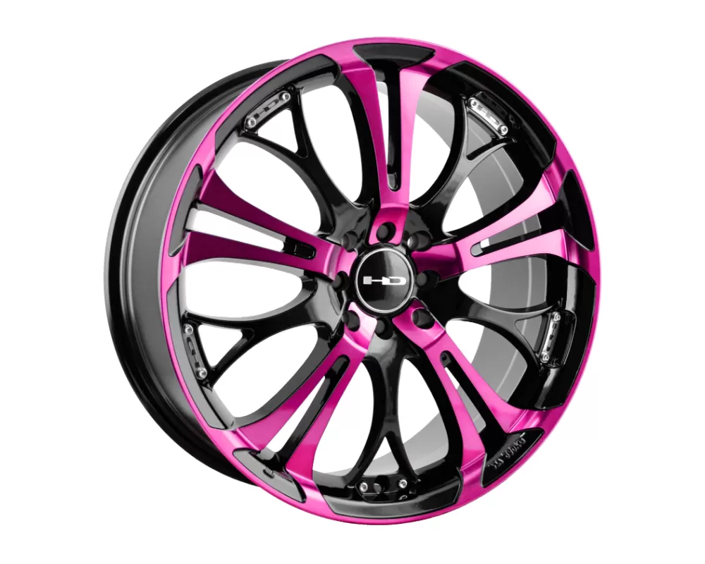 HD Spinout Wheel 16x7 4x100|114.3 40mm Gloss Black Machined Face w/ Pink - SO16700140BK-P