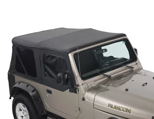 King 4WD Jeep TJ Replacement Soft Top With Upper Doors For 97-06 Wrangler TJ Black Diamond - 14010135