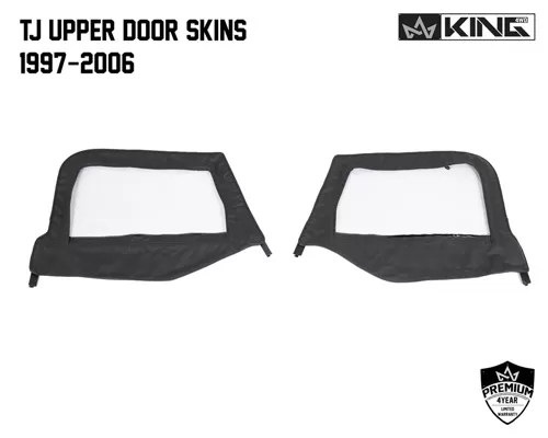 King 4WD Jeep TJ Half Door Uppers Replacement Soft Upper Doors Tinted For 97-06 Wrangler TJ Black Pair - 14019935T