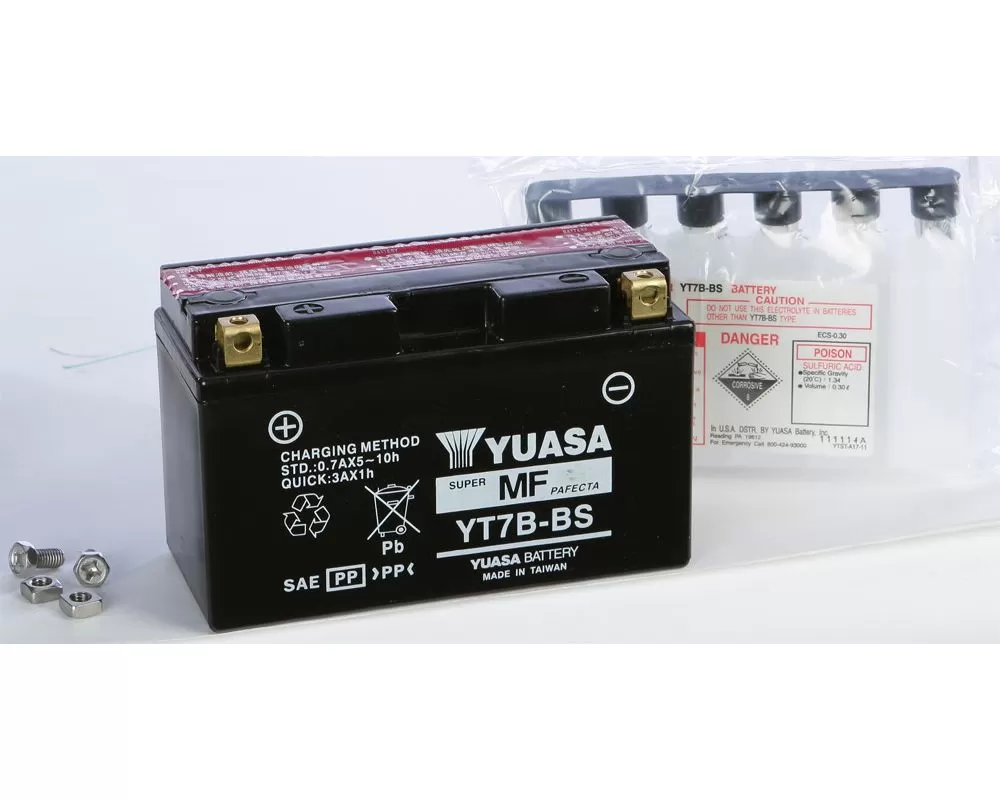 Yuasa Maintenance Free YT7B-BS Battery Yamaha TTR250 1999-2006 - YUAM62T7B