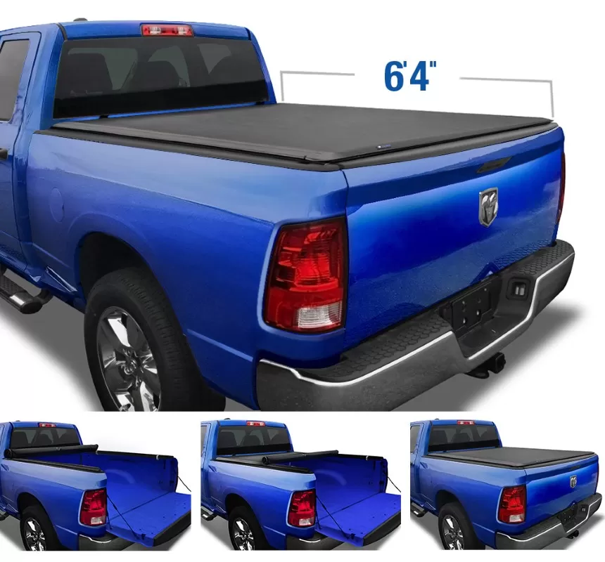 Tyger Auto T1 Soft Roll Up Truck Bed Tonneau Cover (6'4") Dodge Ram 1500 | 2500 | 3500 2002-2020 - TG-BC1D9014