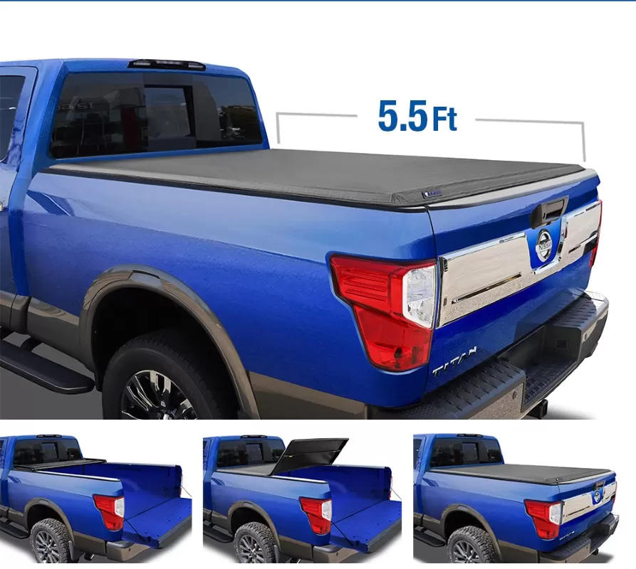 Tyger Auto T3 Soft Tri-Fold Truck Bed Tonneau Cover (5.5-Feet) Nissan Titan w/out Titan Box 2004-2015 - TG-BC3N1026