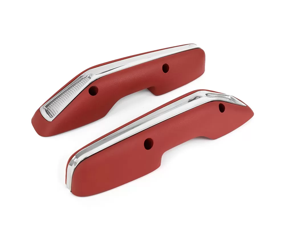 ACP Arm Rest Pad Deluxe Red With Stainless Steel Trim Pair FC-BA002A - FC-BA002A