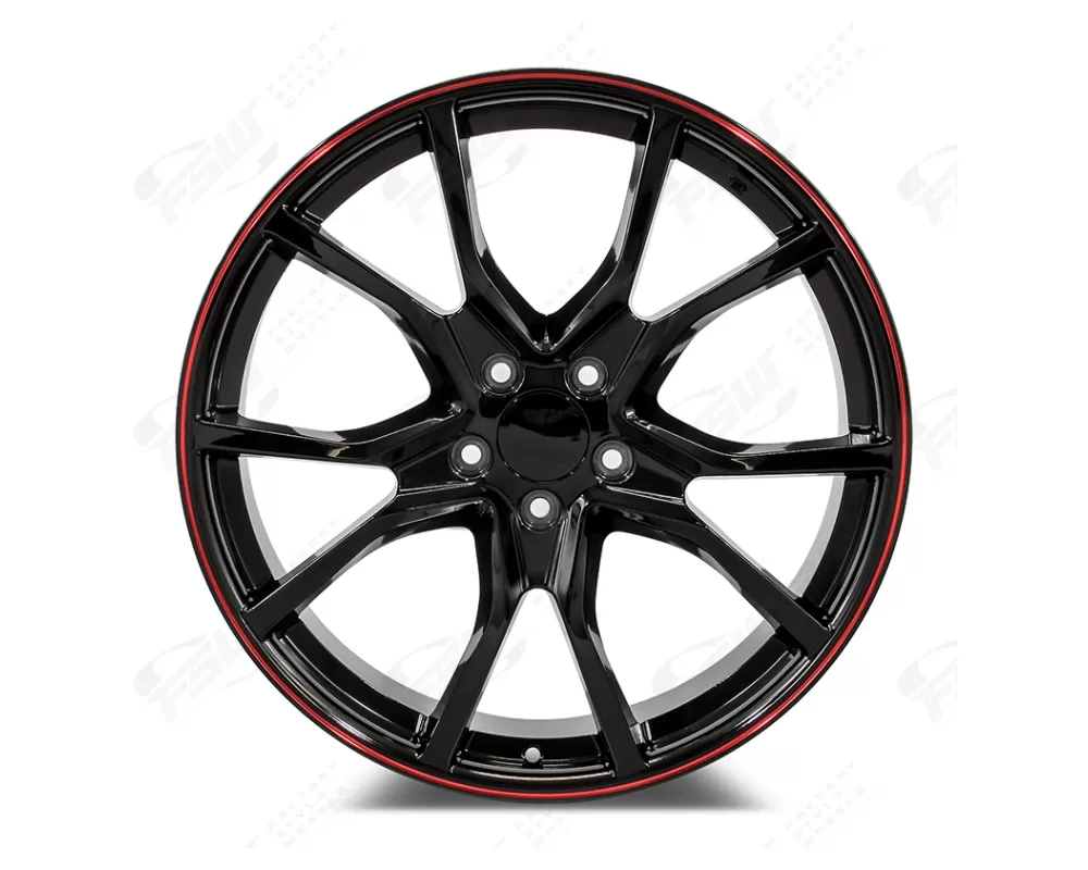 FSW R Style - F126 Wheel 18x8 5x114.3 42mm Gloss Black/Red Pin Stripe - F126188065+42