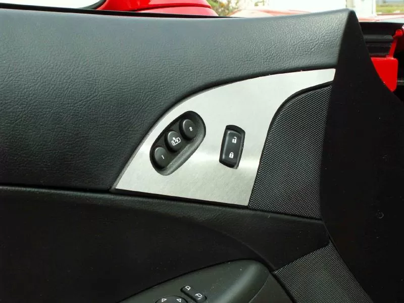 American Car Craft Door Lock Trim Plate Satin w/option button 2pc Chevrolet Corvette 2005-2013 - ACC-041021