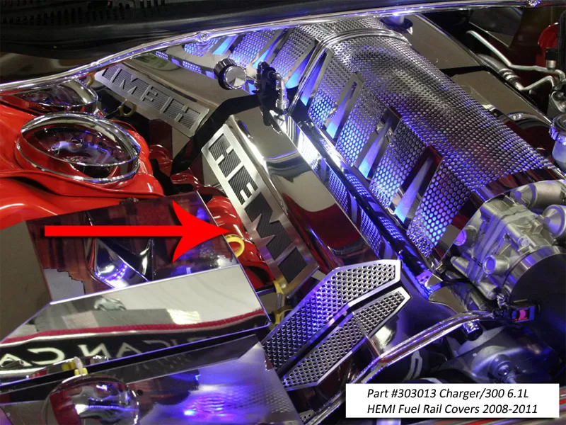 American Car Craft 2Pc White Carbon Fiber HEMI Fuel Rail Covers Dodge Charger | Magnum | Chrysler 300 2008-2011 - ACC-303013A-WHT
