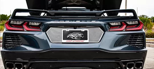 American Car Craft Polished Stainless Steel Trim Carbon Fiber Tag Back Plate Chevrolet C8 Corvette Stingray 2020-2024 - ACC-882004