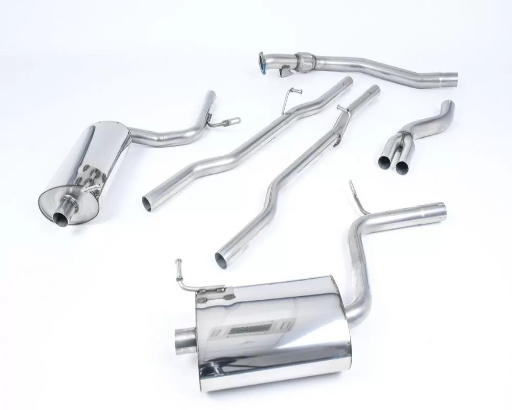Milltek 2.50 inch Catback Exhaust System Non Resonated with Dual 100mm Detachable Jet Style Tips Audi A4 B6 1.8T Quattro Avant 5 Speed MT 2002-2004 - SSXAU305