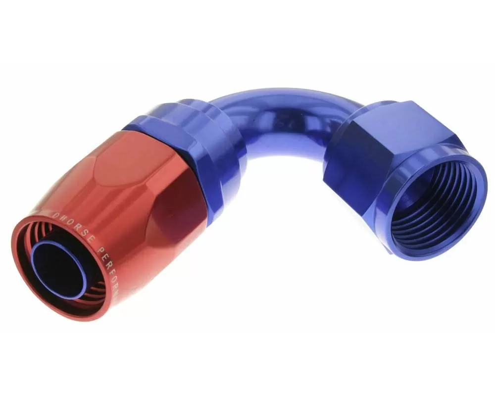 Redhorse Performance -04 120 Degree Double Swivel Hose End-Red & Blue - 1120-04-1