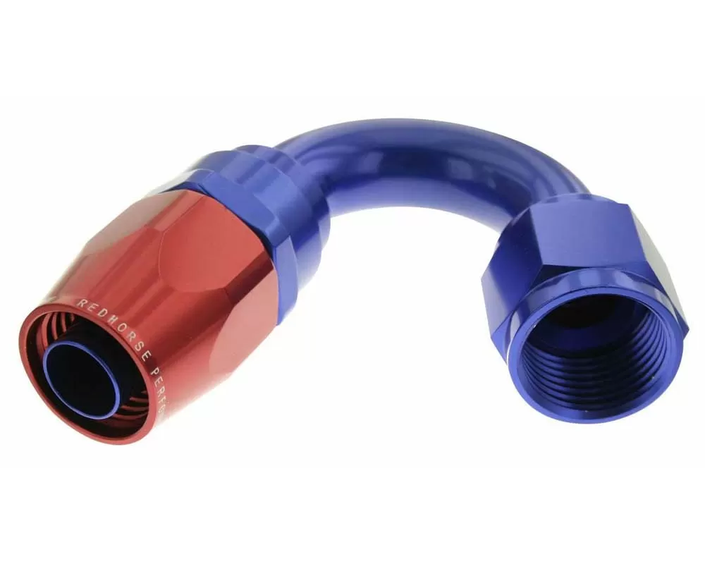Redhorse Performance -04 150 Degree Double Swivel Hose End-Red & Blue - 1150-04-1
