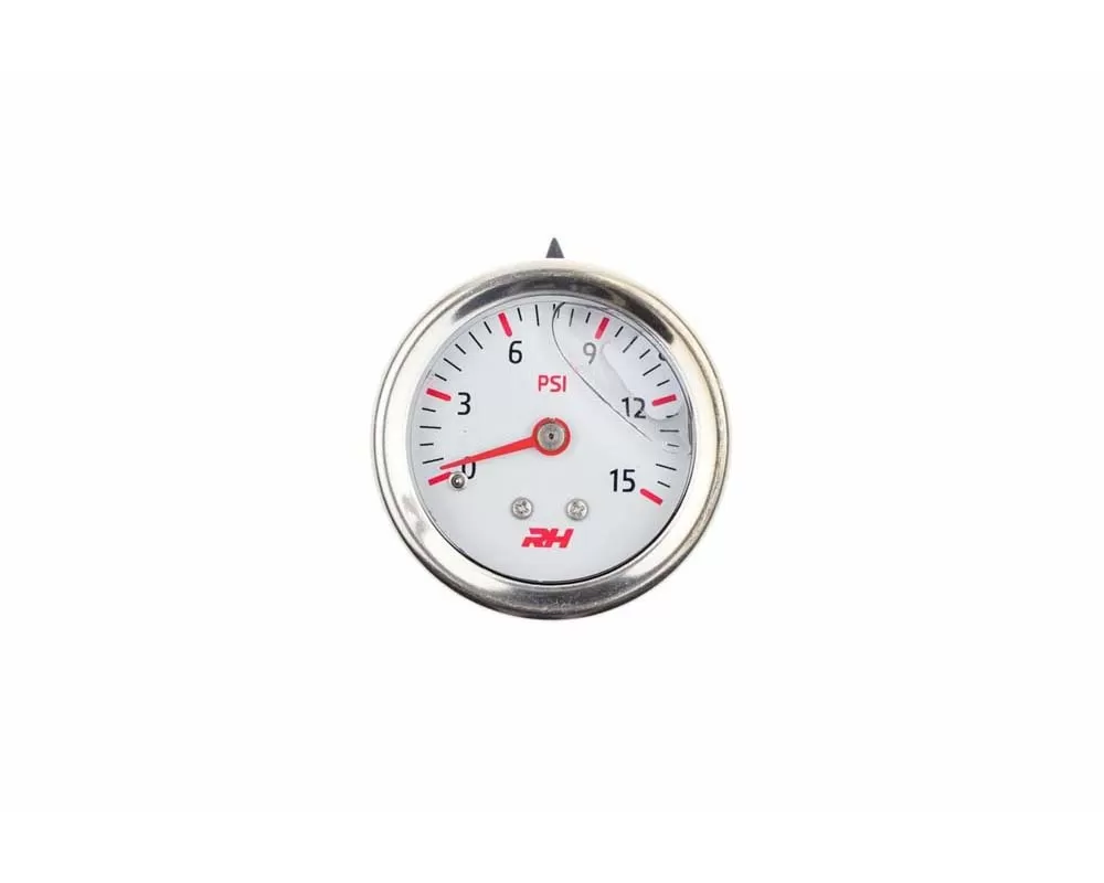 Redhorse Performance Liquid Filled Fuel  Pressure Gauge - 1/8" NPT Inlet - 15psi - White w/Silver Screws - 5001-15-1