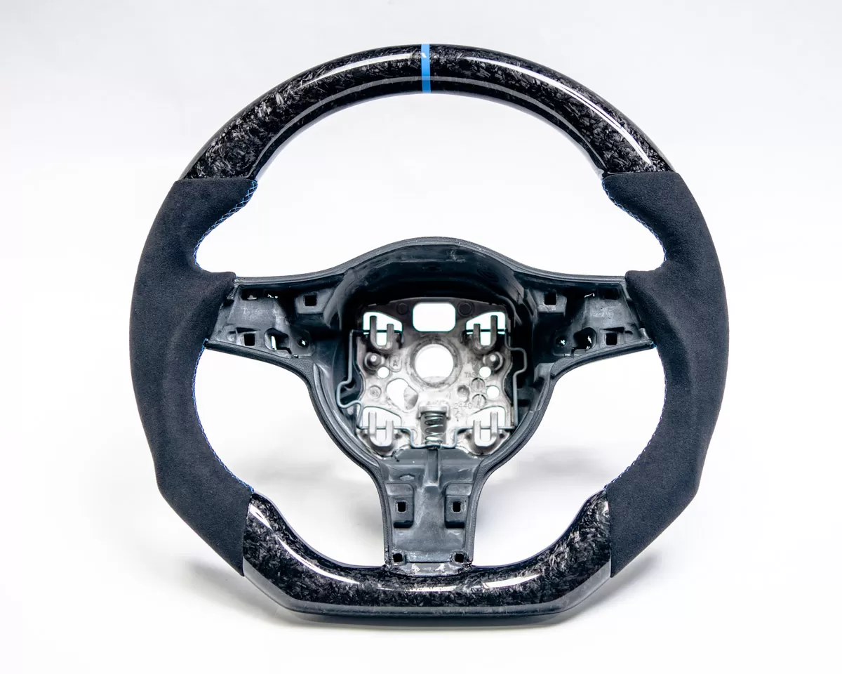 Porsche 991 | 981 | Panamera PDK Paddle OEM Steering Wheel Forged Carbon Fiber Alcantara Blue Stripe - VR-PORS-9972-PDK2-STRWHL