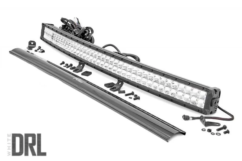 Rough Country 0" Curved Cree LED Light Bar - (Dual Row, Chrome Series w/Cool White DRL) - 72940D