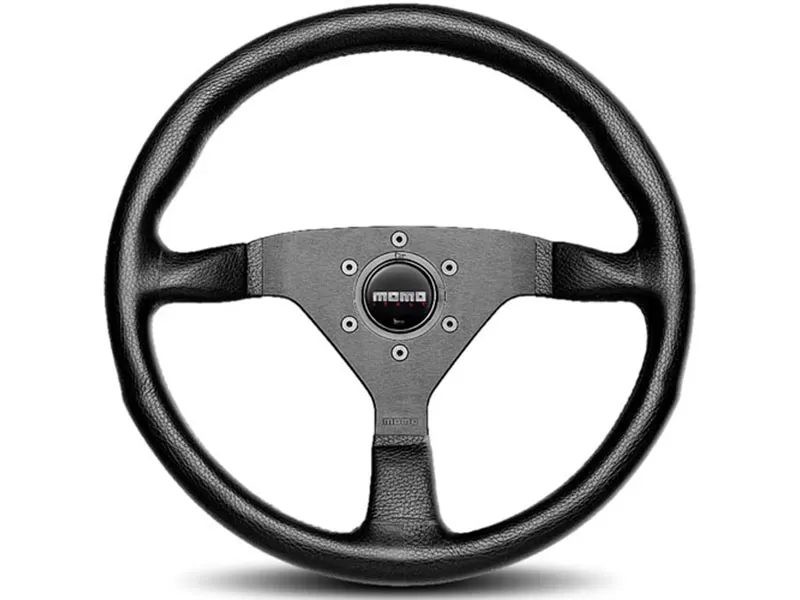 MOMO Monte Carlo 320mm Black Leather Black Horn Steering Wheel - MCL32BK1B