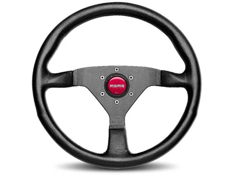 MOMO Monte Carlo 320mm Black Leather Red Horn Steering Wheel - MCL32BK3B