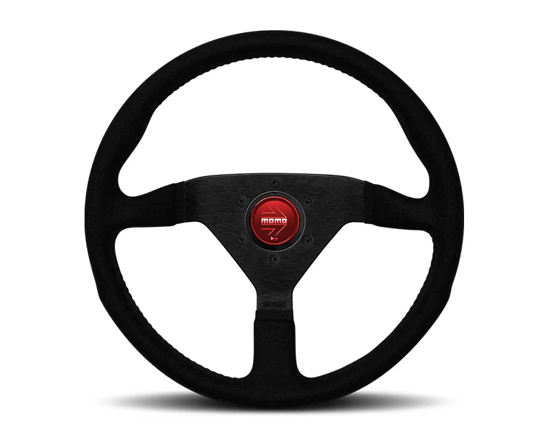 MOMO Monte Carlo Black Alcantara Leather with Red Stitching 350mm Steering Wheel - MCL35AL3B