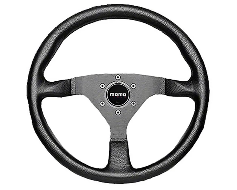MOMO Monte Carlo 350mm Black Leather Black Horn Steering Wheel - MCL35BK1B