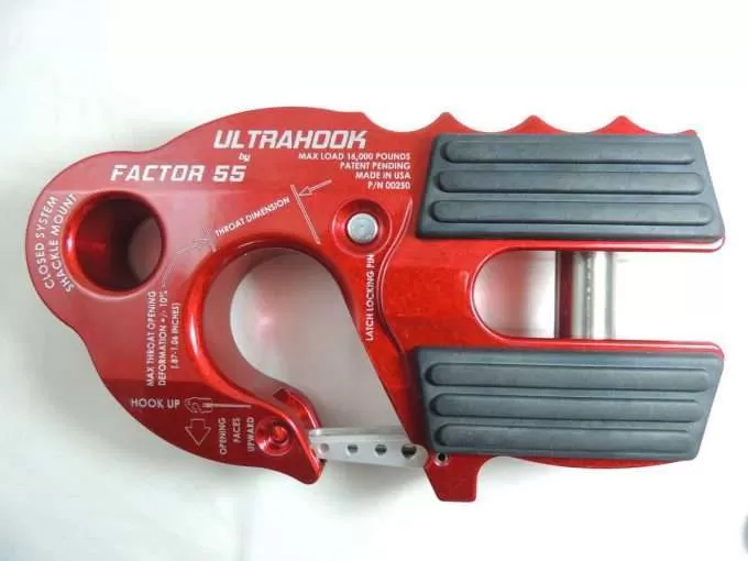 Factor 55 UltraHook Winch Hook W/Shackle Mount Red - 00250-01