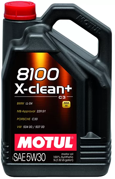 Motul 8100 X-CLEAN + 5W30 - 5L - Synthetic Engine Oil - 106377