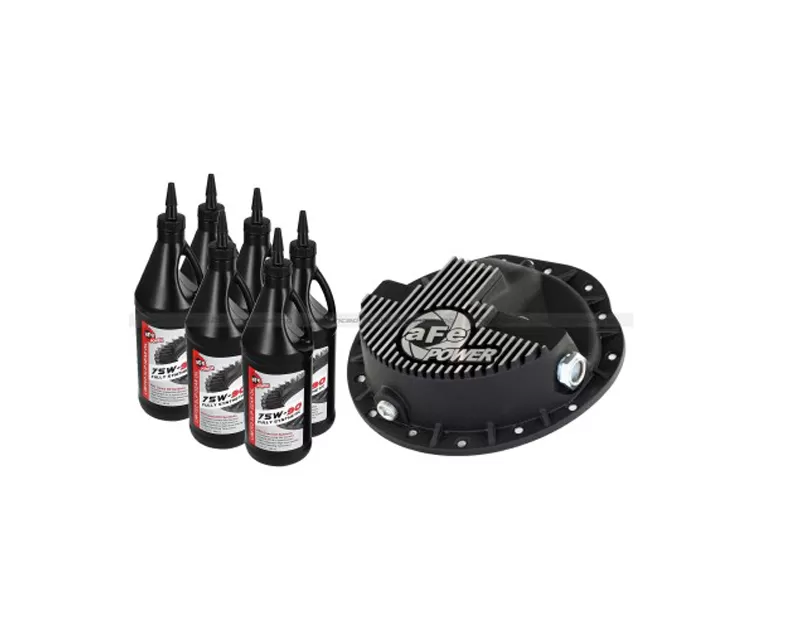 aFe POWER Front Differential Cover Machined Pro Series Dodge Diesel Trucks 03-13 with Gear Oil 6 QT - 46-70042-WL