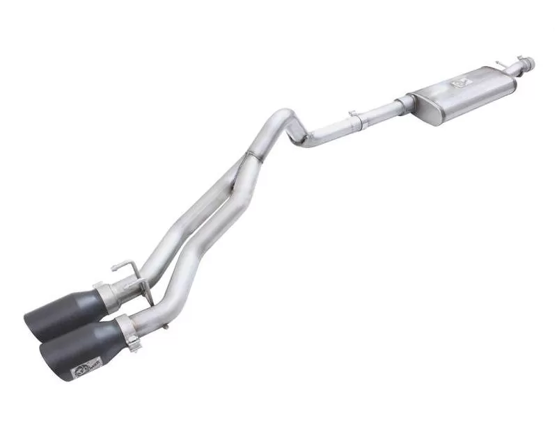 aFe POWER Rebel Series Stainless Steel Catback Exhaust System with 2.5 inch Dual Center Exit and Black Tips Jeep Wrangler JK 3.6L | 3.8L 07-15 - 49-48054-B