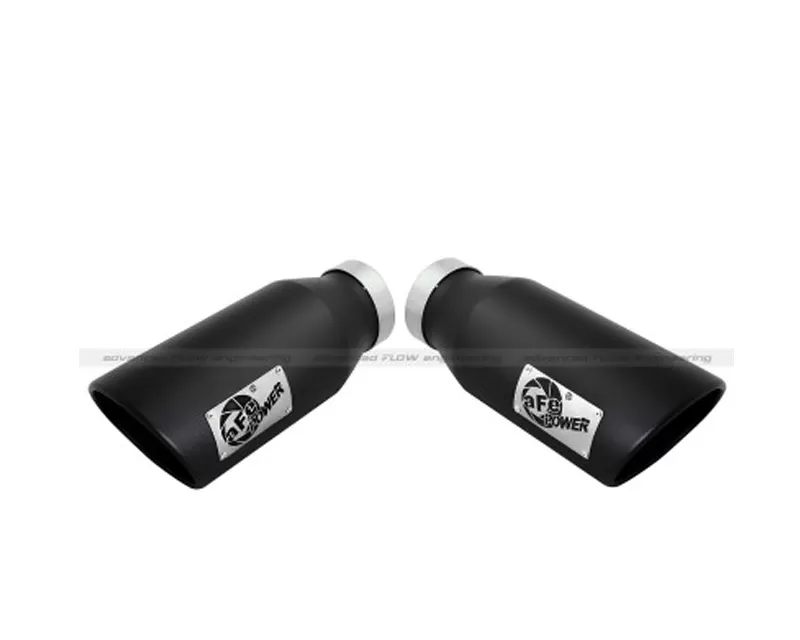 aFe POWER Diesel Exhaust Tips Stainless Steel Black Dual 4 In x 6 Out x 15 inch L - 49T40606-B15