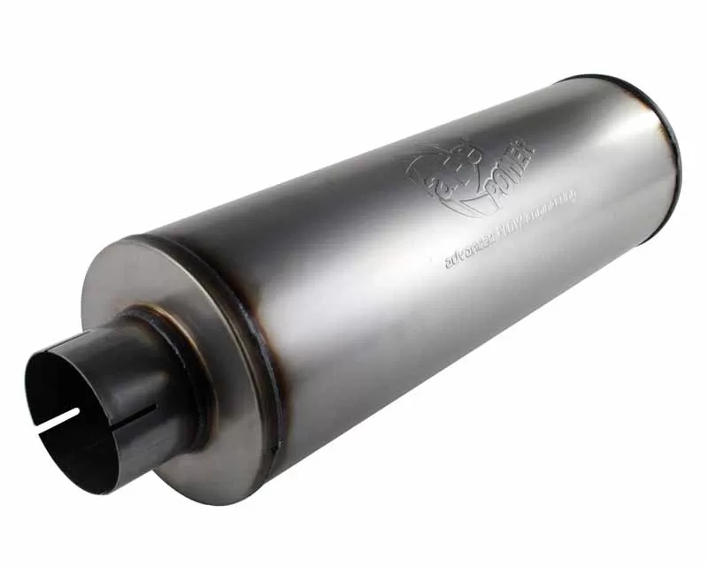 aFe POWER MACH Force XP Stainless Steel Muffler 4in ID Inlet & Outlet x 30in Overall Length x 8in Body Diameter - 49-91002