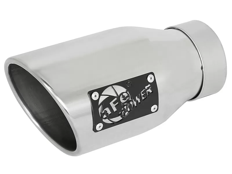 aFe POWER MACH Force-Xp 3" 304 Stainless Steel Exhaust Tip 3" In x 4-1/2" Out x 9" Length Bolt-On Left - 49T30452-P09