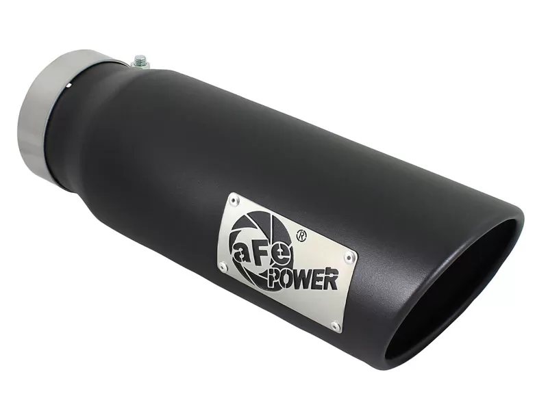 aFe POWER MACH Force-Xp 4" 409 Stainless Steel Exhaust Tip 4" In x 5" Out x 15" L Bolt-On Right - 49T40501-B15