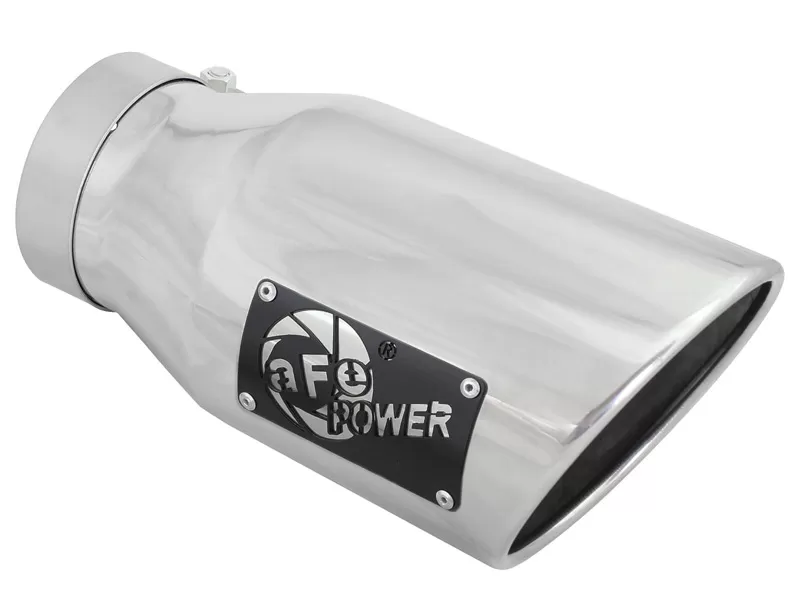 aFe POWER MACH Force-Xp 4" 304 Stainless Steel Exhaust Tip 4" In x 6" Out x 12" L Bolt-On Right - 49T40601-P12