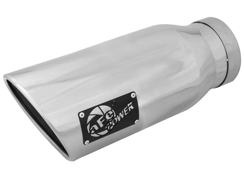 aFe POWER MACH Force-Xp 4" 304 Stainless Steel Exhaust Tip 4" In x 6" Out x 15" L Bolt-On Left - 49T40602-P15