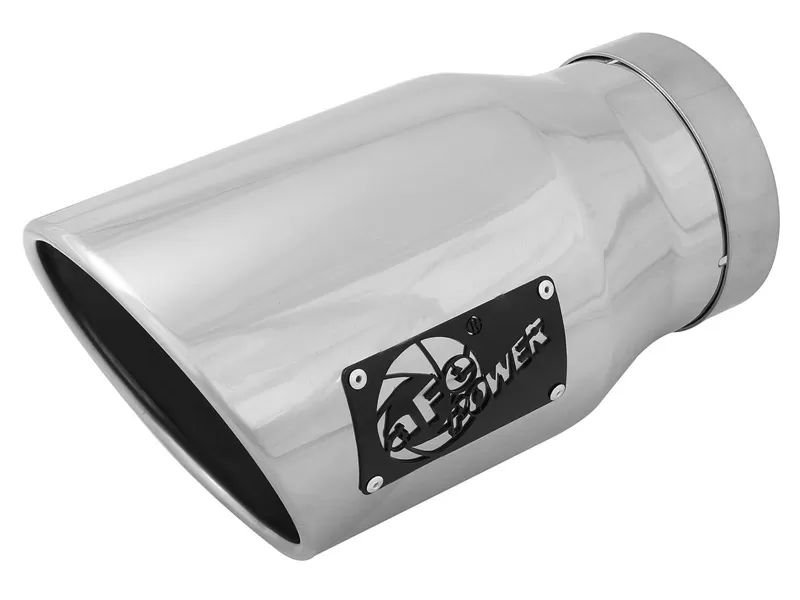 aFe POWER MACH Force-Xp 5" 304 Stainless Steel Exhaust Tip 5" In x 7" Out x 12" L Bolt-On Right - 49T50702-P12