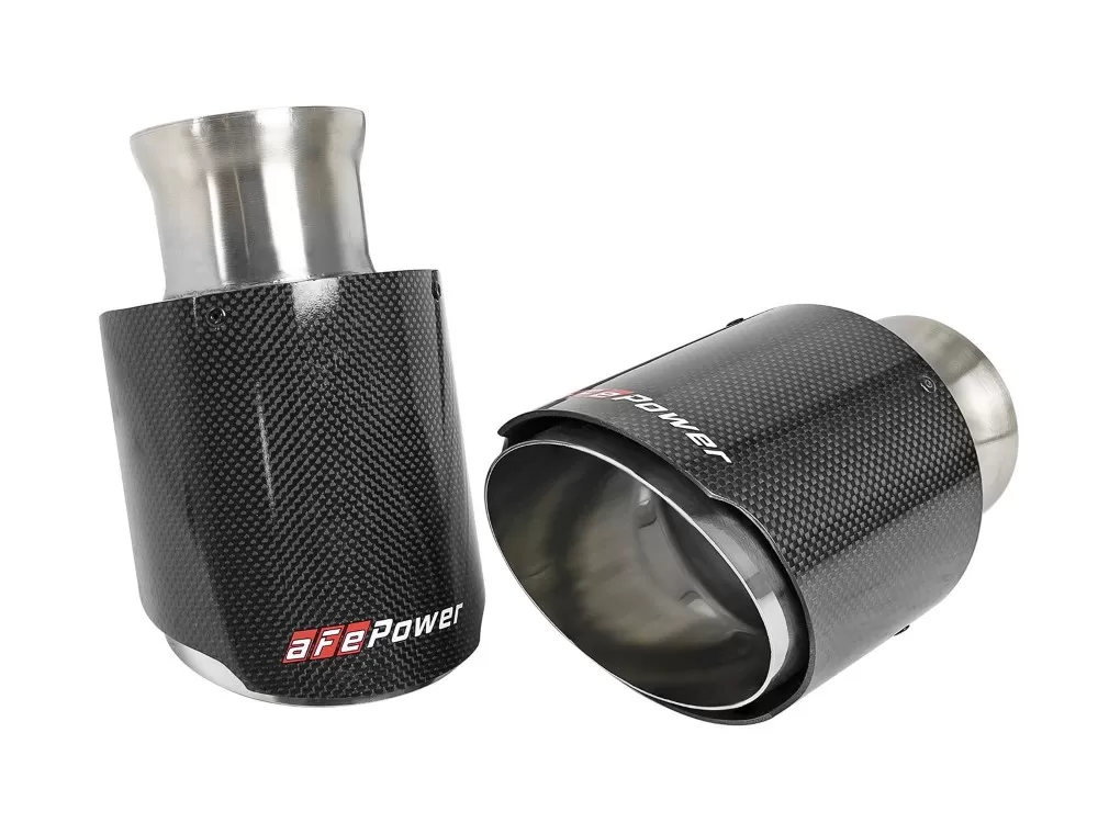 aFe POWER Mach Force-Xp 4-1/2" Carbon Fiber OE Replacement Exhaust Tips Dodge Charger/Hellcat 15-19 V8-6.2L/6.4L - 49C32068-C