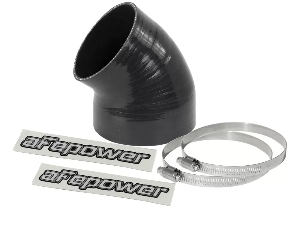 aFe POWER Magnum FORCE Cold Air Intake System (4-1/8 IN ID to 3-1/2 IN ID x 49 Deg.) Elbow Reducing Coupler - Black - 59-00085
